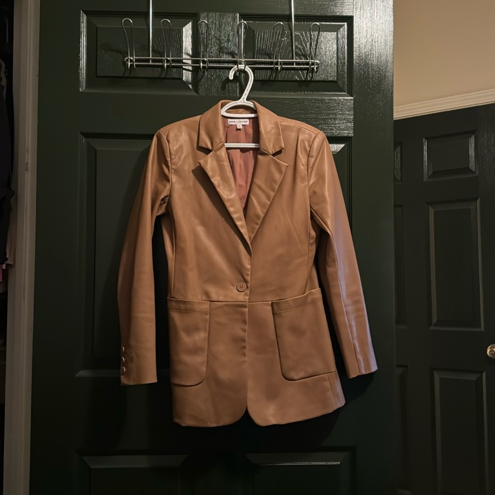 Faux leather blazer
